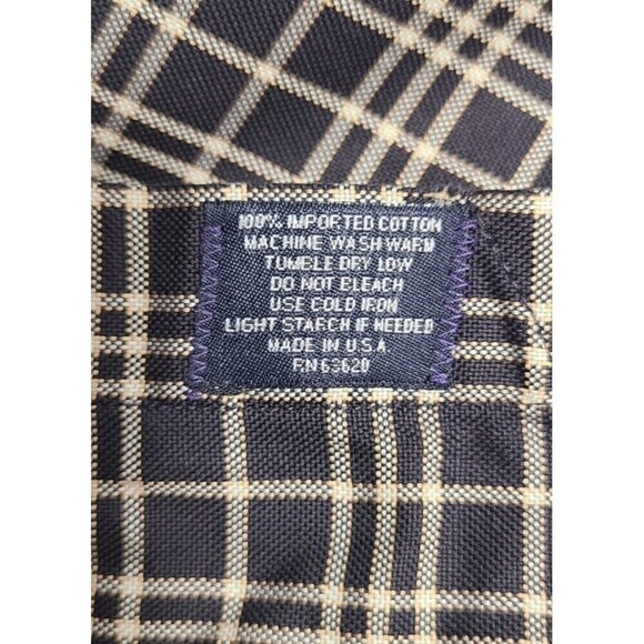 Burberry London Plaid Button Down Long Sleeve Shirt Black Men's Sz L Made In USA - Picture 8 of 10